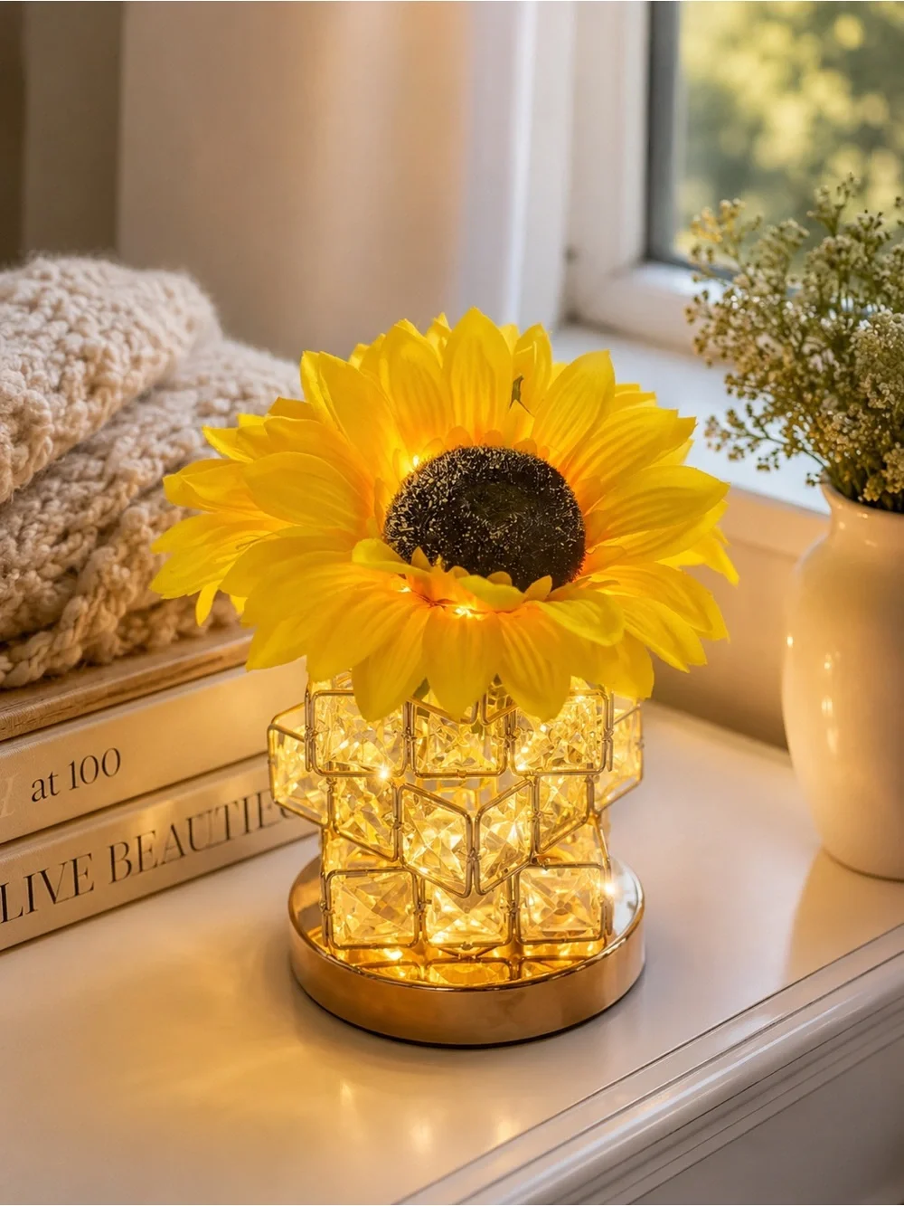 Sunflower Crystal LED Touch Lamp | 3 Color Modes